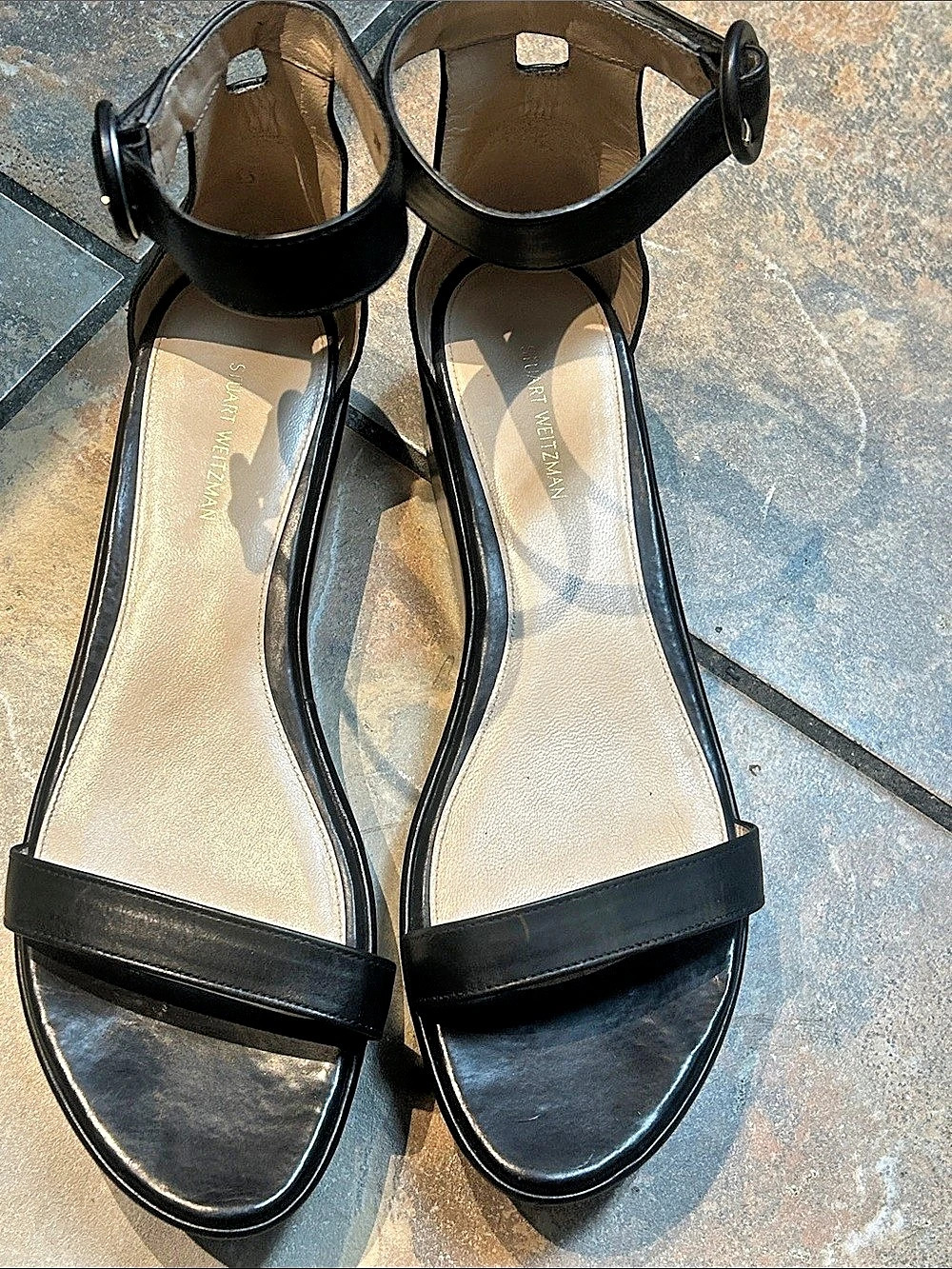 Stuart Weitzman Black Wedge Sandals US 9.5 M